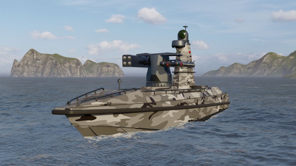 The ULAQ unmanned surface vehicle will be able to carry a range of precision weapons, including the Cirit and L-UMTAS guided missiles.  (Ares Shipyard)