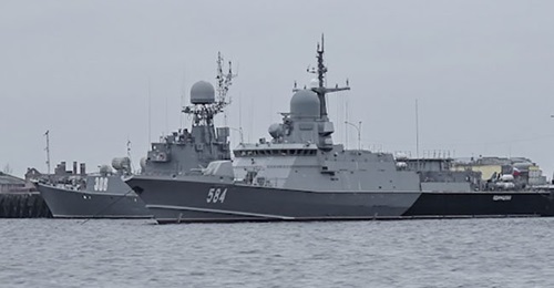 The Project 22800 corvette 
        
         (pennant number 584) has test-fired the Pantsir-M naval AAGM.