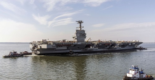 Huntington Ingalls Industries' Newport News Shipbuilding launched aircraft carrier 
        
         in 2019. The navy has changed the delivery plan for the ship.