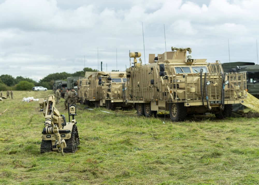 An L3Harris T7 UGV is seen during the pre-deployment exercise. (Crown Copyright)