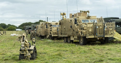 An L3Harris T7 UGV is seen during the pre-deployment exercise.