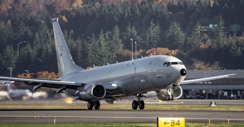 The fourth of nine Boeing P-8A Poseidon MRA1 maritime multimission aircraft (MMA) for the Royal Air Force departs from Boeing Field in the United States for the United Kingdom on 3 November 2020.