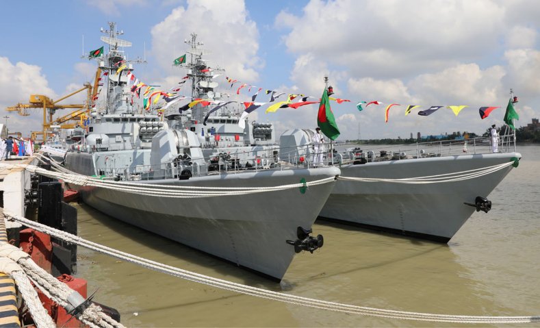 
        The BN commissioned five new vessels on 5 November, including frigates BNS 
        Umer Farroq
         (also spelled 
        Umar Farooq
        ) and BNS 
        Abu Ubaidah
         , both of which were previously in service with the Chinese navy. 
       (ISPR)