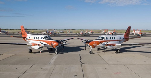 Having flown the T-44 Pegasus (pictured) since 1980, the USN is now looking for a new multi-engine trainer to instruct its own student pilots, as well as those of the USMC and USCG.