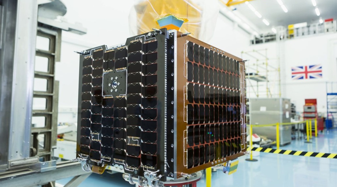 The UK's Carbonite 2 satellite seen here at the facilities of joint developer Surrey Satellite Technology Ltd. Carbonite 2 is the UK's first low-Earth orbit high-definition imagery and video satellite, and is an example of the country's space capabilit...