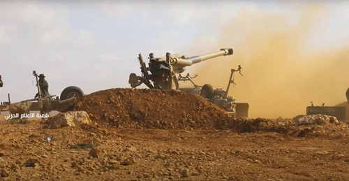 What appeared to be a 155 mm G5 gun-howitzer featured in a video of an LNA exercise.