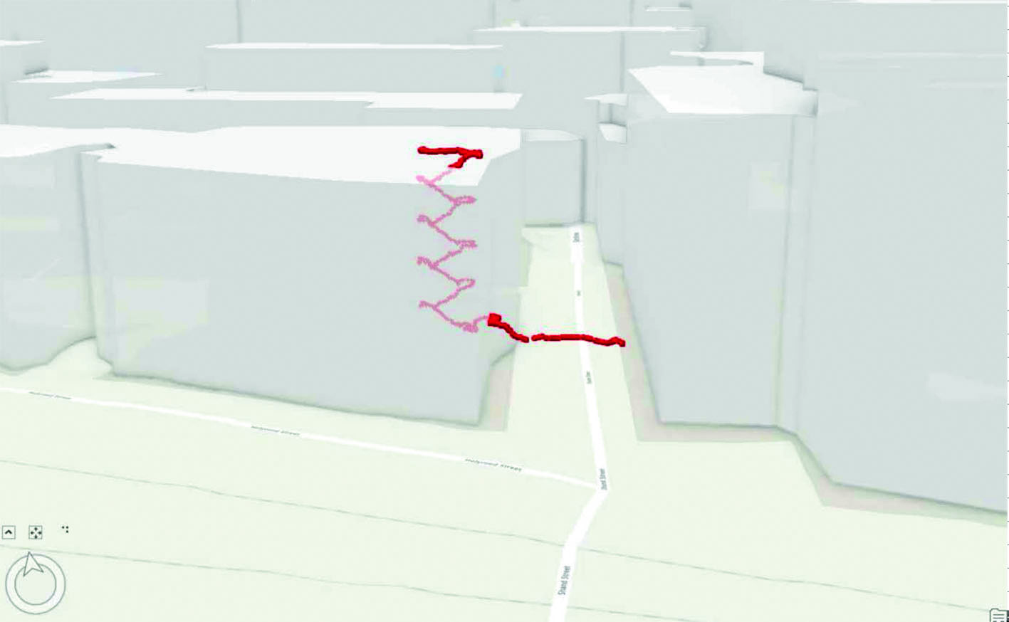 This image shows how Duelist would track a friendly operator’s movement across a road and into a multi-storey building.  (Iceni Labs )