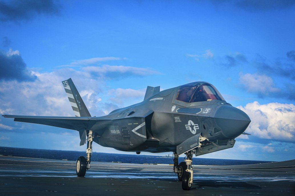 
        A USMC F-35B assigned to Marine Fighter Attack Squadron (VMFA) 211 taxis aboard HMS
        Queen Elizabeth
        at sea on 10 October 2020. The F-35B met its mission capability target in one year during FY 2011–19.
       (3rd Marine Aircraft Wing)