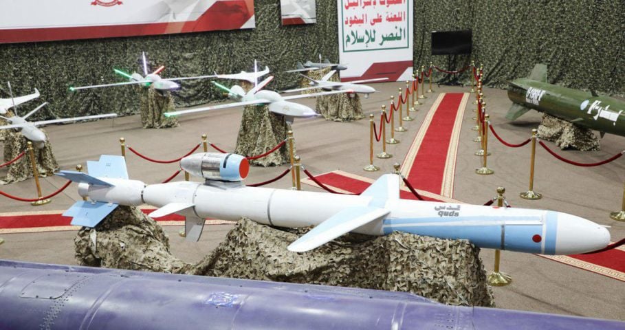 The Quds cruise missile was unveiled by Ansar Allah in July 2019. The US military has referred to it as the 351 land-attack cruise missile. (Ansar Allah)