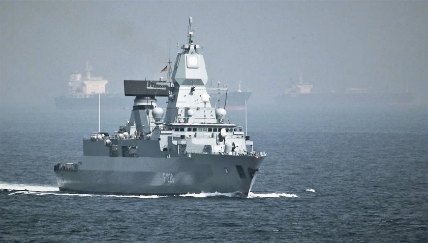 
        The German Navy frigate 
        Hamburg
         off the West African coast in 2014.
       (Bundeswehr/Carsten Vennemann)