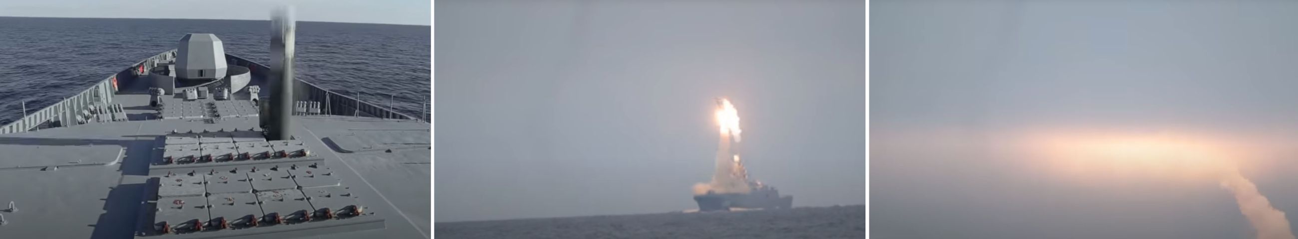 
        Russian Ministry of Defence footage, originally released on 7 October 2020 and widely recirculated online, shows the missile sequence of the reported test of a 3M-22 Tsirkon hypersonic anti-ship missile by the Project 22350 
        Admiral Gorshkov
        -class guided missile frigate (FFGHM). At launch from the vertical launch system (VLS), the weather is good with only high and thin cloud cover, but the next sequence shows thick cloud into which the missile disappears. Such anomalies call the whole video into question.
       (Source withheld)