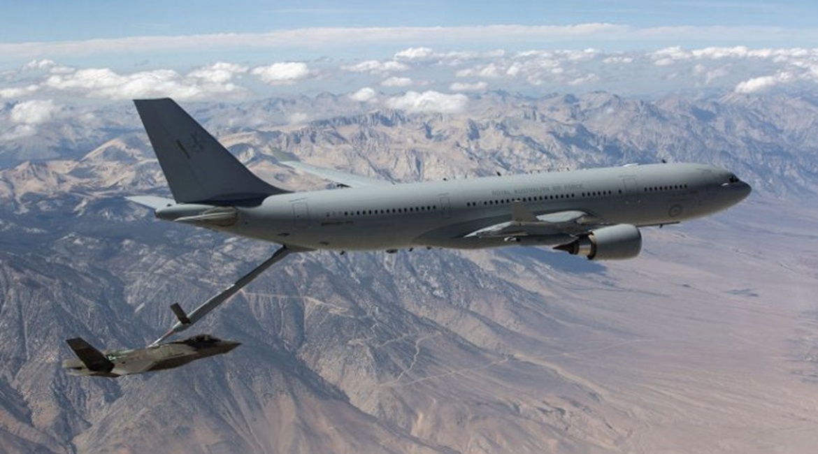 A Royal Australian Air Force (RAAF) Airbus A330 MRTT refuels a Lockheed Martin F-35A during trials. The global user community for the MRTT is to establish a working group to make it easier for US-built aircraft types to receive fuel from the tanker.