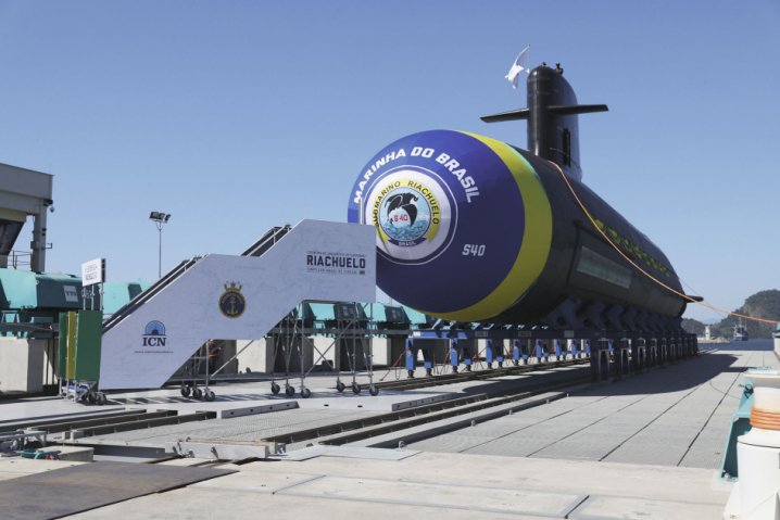 Brazil’s first Riachuelo-class submarine, seen here prior to its launch in 2018. Indonesia is studying a variant of the class for its naval requirements.  (Naval Group)