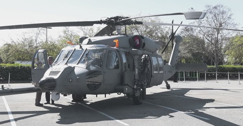 The HH-60W on display on 27 February at the Air Force Association's Air Warfare Symposium. Capability upgrades identified in 2019 and accelerated aircraft procurement are responsible for programme cost growth, according to the Pentagon.