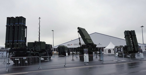 The components that make a MEADS battery displayed at a recent ILA Berlin Airshow. Germany has again delayed its TLVS air-defence project for which MEADS was selected, with no new contract in 2021 as previously expected.