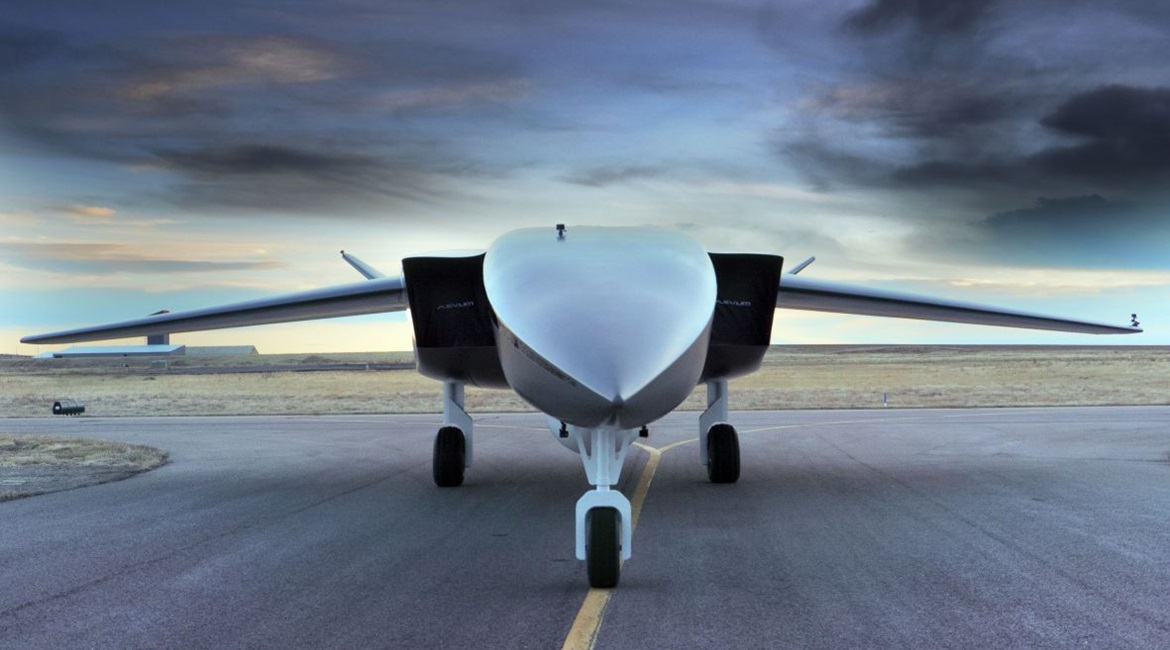 Aevum's Ravn X autonomous unmanned aerial vehicle (UAV) for space launch mission. Larger than a RQ-4B Global Hawk, the Ravn X is designed to perform missions every three hours.