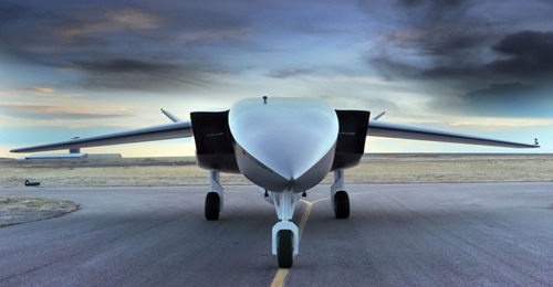 Aevum's Ravn X autonomous unmanned aerial vehicle (UAV) for space launch mission. Larger than a RQ-4B Global Hawk, the Ravn X is designed to perform missions every three hours.