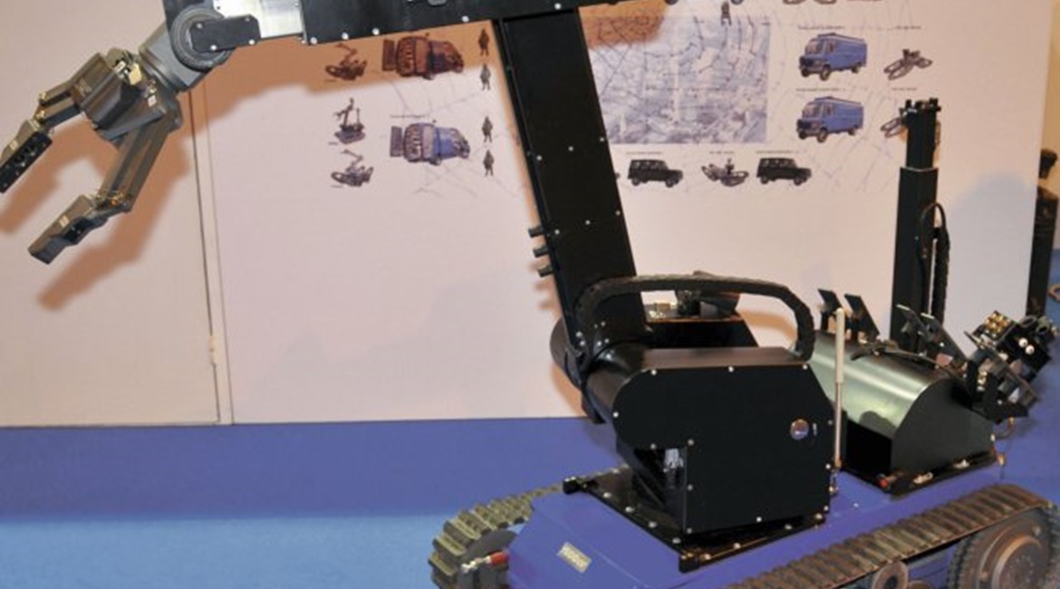 The Telerob Explosive Ordnance Disposal and observation robot (tEODor) is a remote-controlled bomb disposal system.