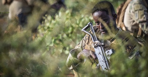 A Danab soldier during a patrol in July 2019.