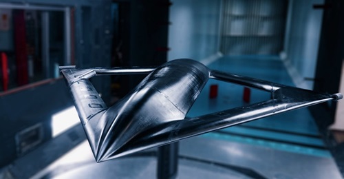 This coplanar joined-wing model is indicative of several aircraft configurations, conventional and unconventional, that Aurora Flight Sciences and Boeing may explore under the CRANE programme. The effort's objective is to demonstrate substantial effici...