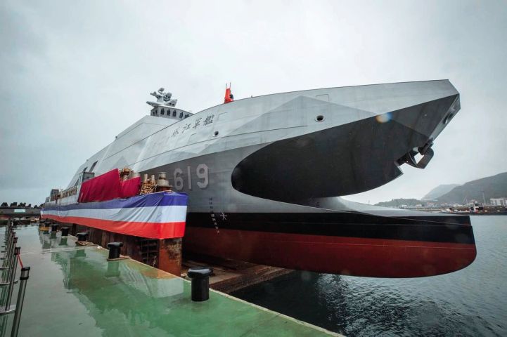 Taiwan’s Lungteh Shipbuilding launched on 15 December Ta Chiang, the first improved Tuo Chiang-class fast missile corvette on order for the RoCN. (Via Tsai Ing-wen’s Twitter account)