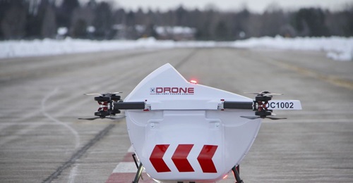 DDC's Sparrow UAV. The aircraft has a range of 30 km and a payload capacity of 4.5 kg.