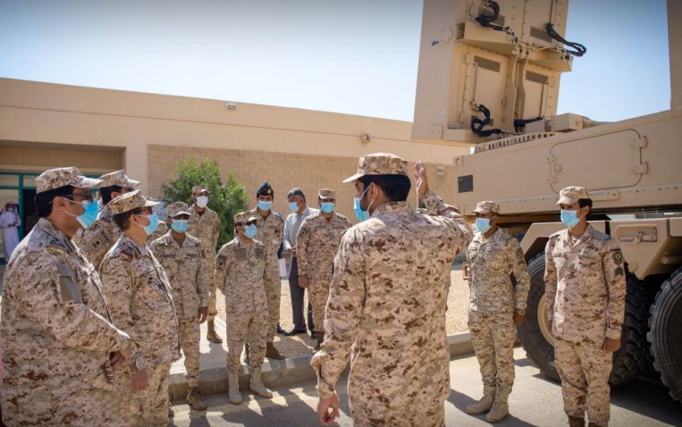 Saudi Arabia National Guard members inspect a Cobra counter-battery radar system  (Saudi Arabia National Guard )