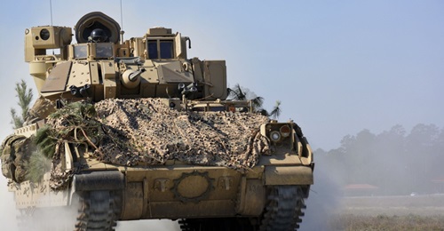 An M2A3 Bradley Fighting Vehicle from 1st Battalion, 64th Armor Regiment, manoeuvres during a company combined-arms live-fire exercise at Fort Stewart, Georgia, in February 2017. The US Army has released its RFP for the revamped Bradley replacement eff...