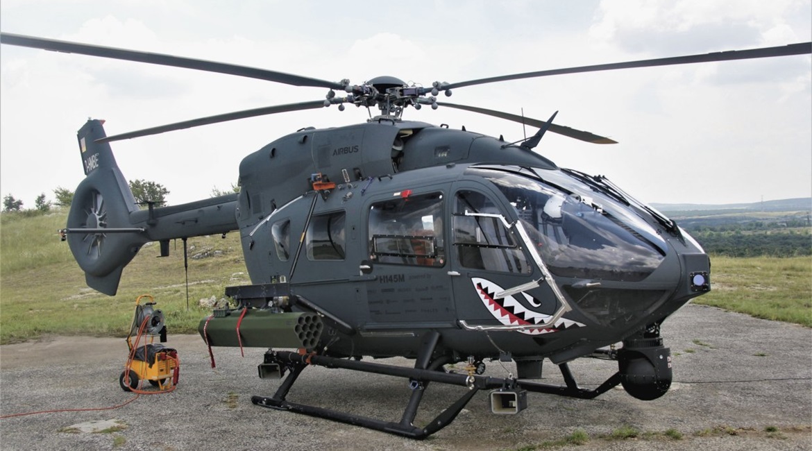 A company-owned H145M demonstrator that has been equipped with the HForce GWS currently being retrofitted to Hungary's fleet of 20 helicopters.