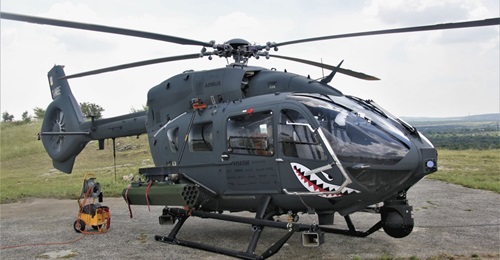 A company-owned H145M demonstrator that has been equipped with the HForce GWS currently being retrofitted to Hungary's fleet of 20 helicopters.