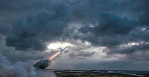 A baseline AMRAAM-ER surface-to-air interceptor is fired from a NASAMS launcher at the Andøya Test Center, Norway, in August 2016. Raytheon described the shot as “more of a 'concept demonstration' rather than a flight test”