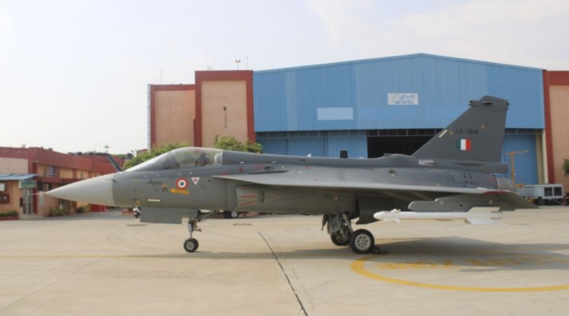 A Tejas LCA Mk 1 fighter configured in final operational clearance during an induction ceremony into the No 18 'Flying Bullets' Squadron in May 2020. India's CCS approved on 13 January the procurement of 73 Mk 1A fighters and 10 Mk 1 dual-seat trainers.