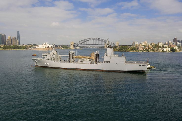 The RAN’s future AOR vessel,
Supply
, arrived for the first time at Fleet Base East in Sydney, New South Wales, on 15 January.
(Commonwealth of Australia/Department of Defence)