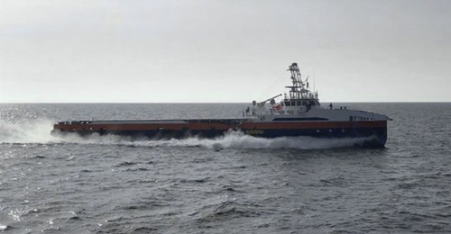 A Ghost Fleet Overlord USV prototype seen undergoing sea trials.