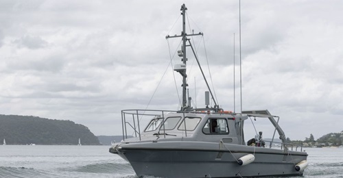 The Steber MCM Support Boat seen at Sydney's Pittwater area during a pilot trial in early 2020.