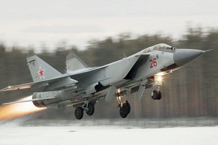 A MiG-31 interceptor departs on a sortie. The VKS aims to field a replacement being developed under the PAK DP programme by the late 2020s. (VKS)