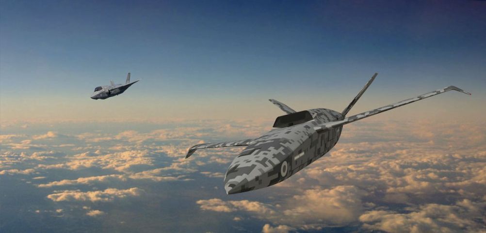 An artist’s impression of a Mosquito ‘loyal wingman’ being developed for the UK under the wider LANCA programme. (Crown Copyright)