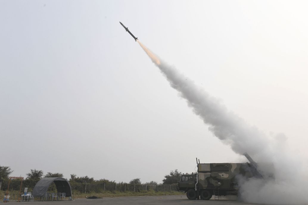 India’s DRDO successfully test-launched the Akash NG missile for the first time on 25 January. (Via PIB)