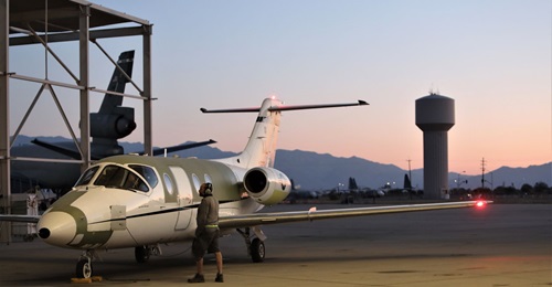 One of 10 T-1A Jayhawk trainers assigned to the 309th Aerospace Maintenance and Regeneration Group for repairs after a hailstorm damaged 39 of the USAF's fleet of 177 aircraft.