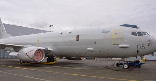 The fifth of nine Boeing P-8A Poseidon MRA1 maritime multi-mission aircraft (MMA) for the Royal Air Force (RAF), aircraft ZP805 named Fulmar, seen in the US prior to its delivery to the United Kingdom on 2 February 2021.