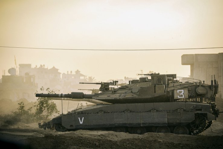 The Trophy system is seen fitted to a Merkava Mk 4 during Operation ‘Protective Edge’ in the Gaza Strip in 2014. (Israel Defense Forces)