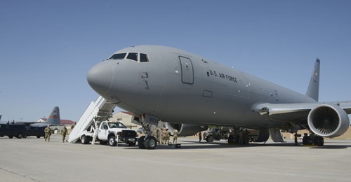 A KC-46A from the New Hampshire Air National Guard's 157th Air Refueling Wing arrives at the Sioux City, Iowa, Air National Guard on 13 September 2020. The USAF has reduced the number of KC-46A Category 1 deficiencies, the most critical ones, from six ...