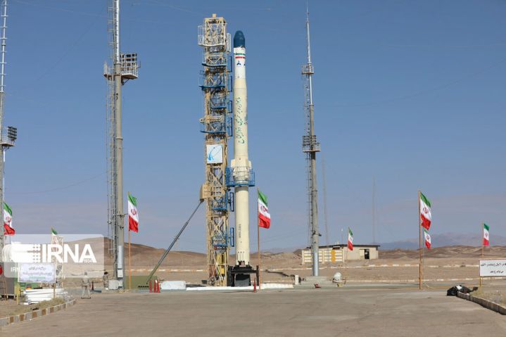 The Zoljanah SLV before its launch from the Khomeini Space Centre. (Islamic Republic News Agency)