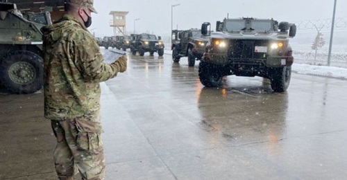 US Army soldiers receive the Joint Light Tactical Vehicle (JLTV) at Rose Barracks, Germany, on 30 January 2021. Pentagon plans to pull troops out of Germany are on hold while the Biden administration reviews why the Trump administration made the decisi...