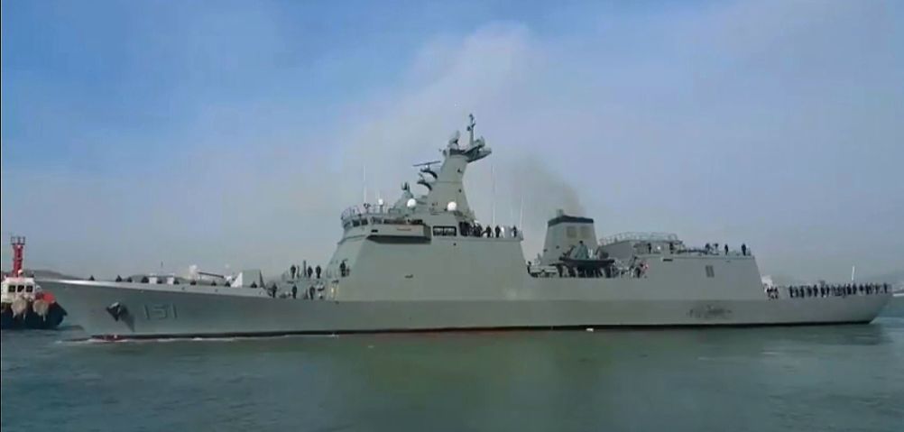 
        A screengrab from video footage showing 
        Antonio Luna
        , the second José Rizal-class guided-missile frigate on order for the PN, leaving the HHI shipyard at the South Korean port of Ulsan on 5 February en route for Subic in the Philippines, where it is expected to arrive on 10 February. 
       (Philippine Navy)