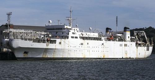 Commissioned into service in 1984, USNS 
        
        us is the only active cable laying/repair ship in the US Navy.