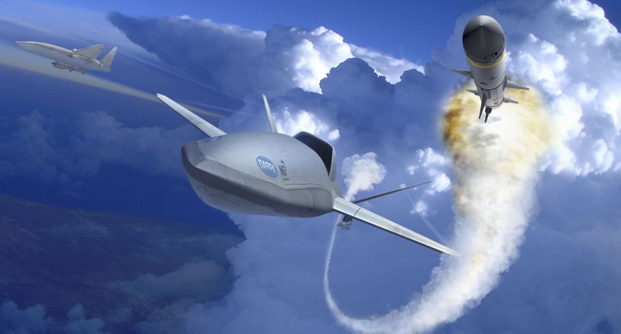 Northrop Grumman’s concept for an unmanned aerial vehicle capable of employing multiple air-to-air weapons. (Northrop Grumman)