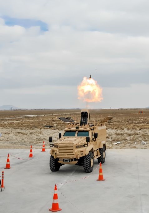 The Ejder Yalcin is shown modified to carry a 120 mm mortar during one of its firing trials.