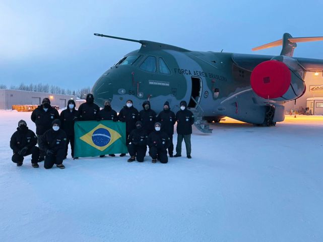 A KC/C-390 airlifter was flown to Fairbanks in Alaska for extreme cold weather trials earlier in February. (Brazilian Air Force)
