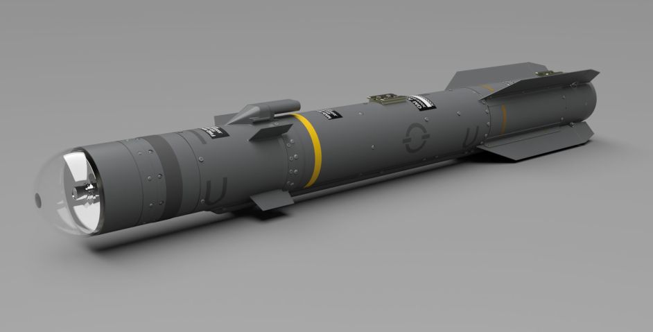 A Brimstone 3 missile shown here in a new operational colour scheme. The B3B software capability upgrade will be integrated with the Brimstone 3A (B3A) Capability Sustainment Programme (CSP) new-build missile to eventually deliver the enhanced Brimstone 3 solution. (MBDA)
